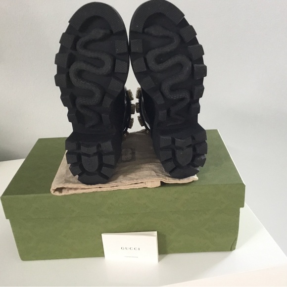 Gucci Leather Boots with Crystal  And GG Logo Ankle Belt - Picture 11 of 16